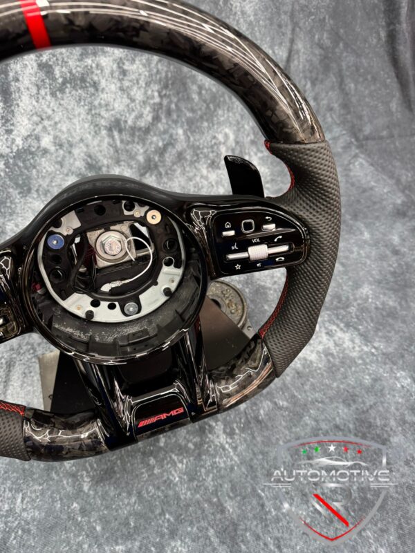 Volante (sportivo) Mercedes Benz AMG senza airbag in carbonio forgiato e pelle - immagine 5