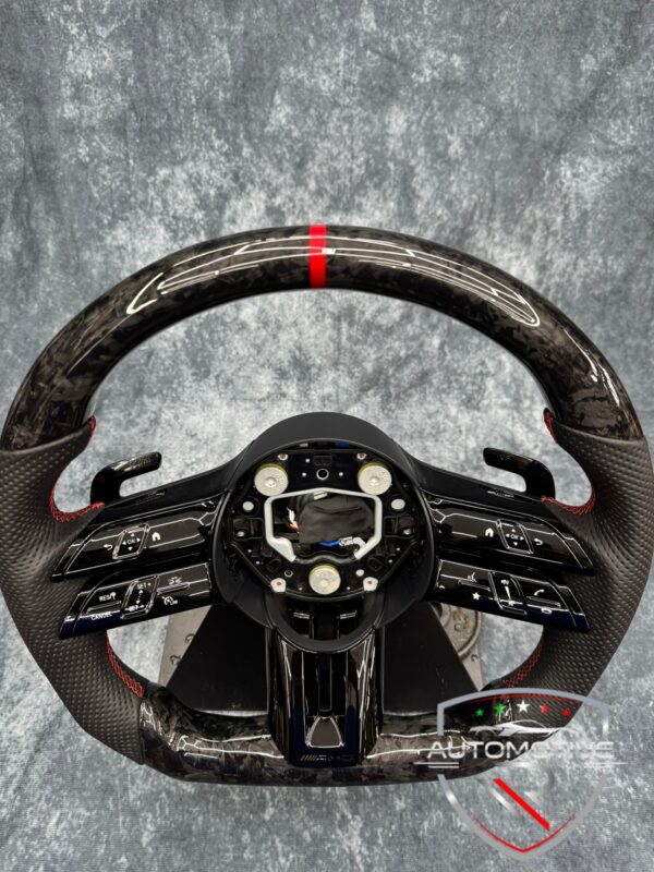 Volante (sportivo) Mercedes Benz AMG 2024 senza airbag, in carbonio forgiato e pelle - immagine 2